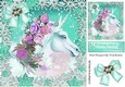 beautiful white unicorn with roses fantasy snow turq 8x8