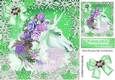 beautiful white unicorn with roses fantasy snow green 8x8