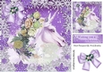 beautiful white unicorn with roses fantasy snow lilac 8x8