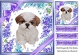 Gorgeous little shitzu puppy with purple bows and flowers 8x8