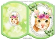 Pretty water colour cat with flowers on lace bracket card