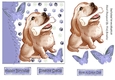 Cute painted dog with his bone and butterflies 7x7 (purple)