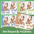 Cute painted dogs in coloured card fronts and butterflies 7x7 mini kit