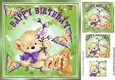 Cute little teddy sitting down with bunny and butterflies 8x8