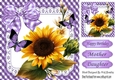 Lovely Sunny Sunflowers with purple gingham bow, frame and butterflies 8x8