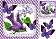 Pretty bird on a branch in purple/white gingham 8x8 frame