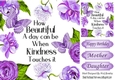 Pretty purple roses, butterflies and script card front 8x8