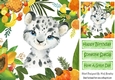 Lovely Tropical Fruit Frame with a white tiger 8x8 card front