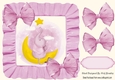 sweet little elephant sitting on a moon in pink frill 8x8 frame