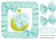 sweet little elephant sitting on a moon in turq frill 8x8 frame