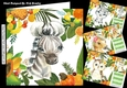 4 Lovely Tropical Animals in Fruit Frame 8x8 card fronts mini kit (SET 2)