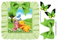 Snoozy bear and friends in frill frame 8x8 with green bow