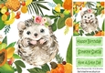 Lovely Tropical Fruit Frame with a cute hedgehog 8x8