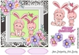 Cute baby and bunny with flowers in ornate frame 8x8