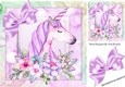 Pretty princess unicorn in lilac with flowers and in rainbow 8x8 frame