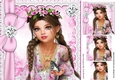 pretty as a picture girl on lace with bows and diamonds 8x8 with pyramids