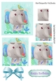Cute painted elephant with flowers and bird with bow pyramids