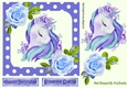 pretty blue rainbow unicorn with roses and polkadot 7x7
