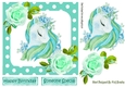 pretty turq rainbow unicorn with roses and polkadot  7x7