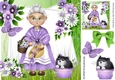 Lovely Granny in purple with flowers and butterfly 8x8