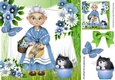 Lovely Granny in blue with flowers and butterfly 8x8
