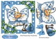 Cute blue toony butterfly with snail polkadot frame 7x7