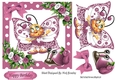 Cute pink toony butterfly with snail polkadot frame 7x7