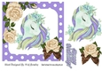 pretty fantasy rainbow purple unicorn with cream roses 7x7