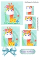 Cute Giraffe in water colour with flowers & bird Pyramids