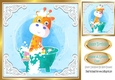 Cute Giraffe in water colour baby shower in the bath 8x8