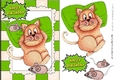 Fat Lazy Cat with mice in watercolour A5 (green)