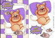 Fat Lazy Cat with mice in watercolour A5 (purple)