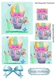 Cute painted elephants fun in a ballon and ornate corners pyramids