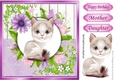 Cute grey kitten with pretty lilac flowers, wooden back ground 8x8