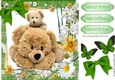 Big cuddly teddy bear and baby in green gingham with bow 8x8