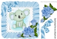 Cute water colour Koala Bear in frill 8x8 frame with blue bow