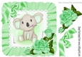 Cute water colour Koala Bear in frill 8x8 frame with green bow