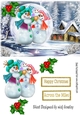 Lovely snow scene with snowman family in a snowball with holly A5,