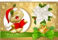 Cute Carol singing cat with bow and holly A4