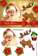 Santa with reindeer  with bow and poinsettias A5