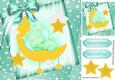cute watercolour ele sleeping in turq star spangled sky with bow 8x8