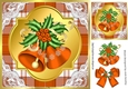 Orange Tartan & Lace With Christmas bells and bow 8x8