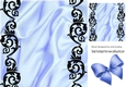 blue satin and ornate black border 8x8 card front