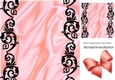 peach satin and ornate black border 8x8 card front