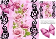 Pretty pink roses  in black ornate & satin card front 8x8
