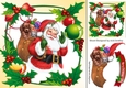 Lovely santa in holly and berry frame 8x8