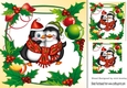 Lovely cuddle penguins in holly and berry frame 8x8