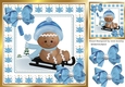 Cute Gingerbread in the snow with bows 8x8 (two)