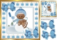 Cute Gingerbread in the  snow  with bows 8x8 (three)