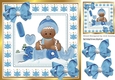 Cute Gingerbread in the  snow  with bows 8x8 (four)